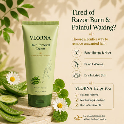 Vlorna™ Natural Gentle Hair Removal Cream | For Women & Men, Sensitive Skin